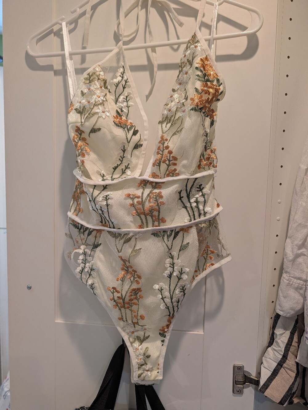 Iheartraves Embroidered Floral Bodysuit